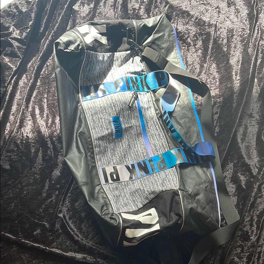 PINK Victoria's Secret Black and Gray Duffel Bag